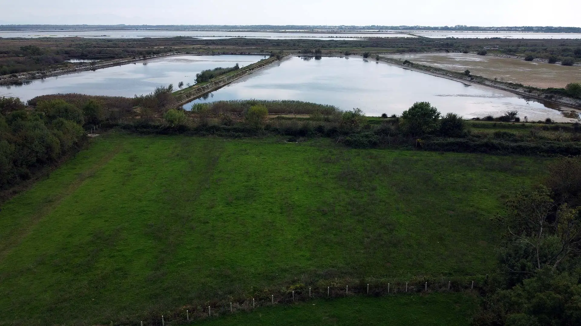 Prime fenced green field with ponds, ideal for Ulcinj real estate investment. Listed by immorenta.me, ekosphere doo project.