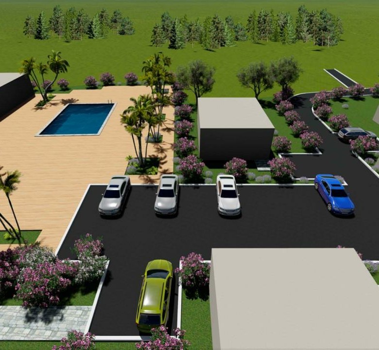 Luxury Ulcinj real estate: pool, modern buildings, parking, lush gardens. Invest in Montenegro at immorenta.me by Ekosphere doo.