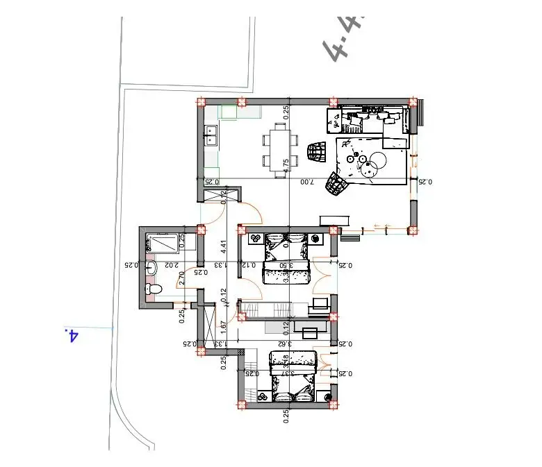 Modern Ulcinj Montenegro single-story house plan: 3 bedrooms, 2 baths, spacious kitchen/dining, living room&acirc;exclusive on immorenta.me by ekosphere doo.