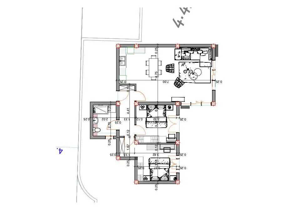 Modern Ulcinj Montenegro single-story house plan: 3 bedrooms, 2 baths, spacious kitchen/dining, living room&acirc;exclusive on immorenta.me by ekosphere doo.