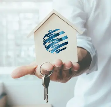 Discover investment potential in Ulcinj, Montenegro&mdash;wooden house model with globe and keys. Montenegro-listings.me by ekosphere doo.