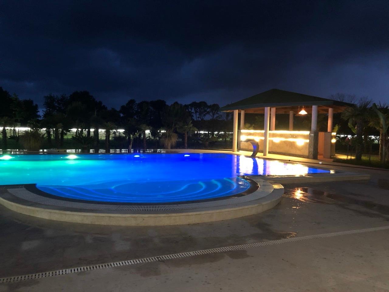 Stunning Ulcinj villa: blue-lit pool, round shallow zone, pavilion & gardens. Prime investment on immorenta.me by ekosphere doo.