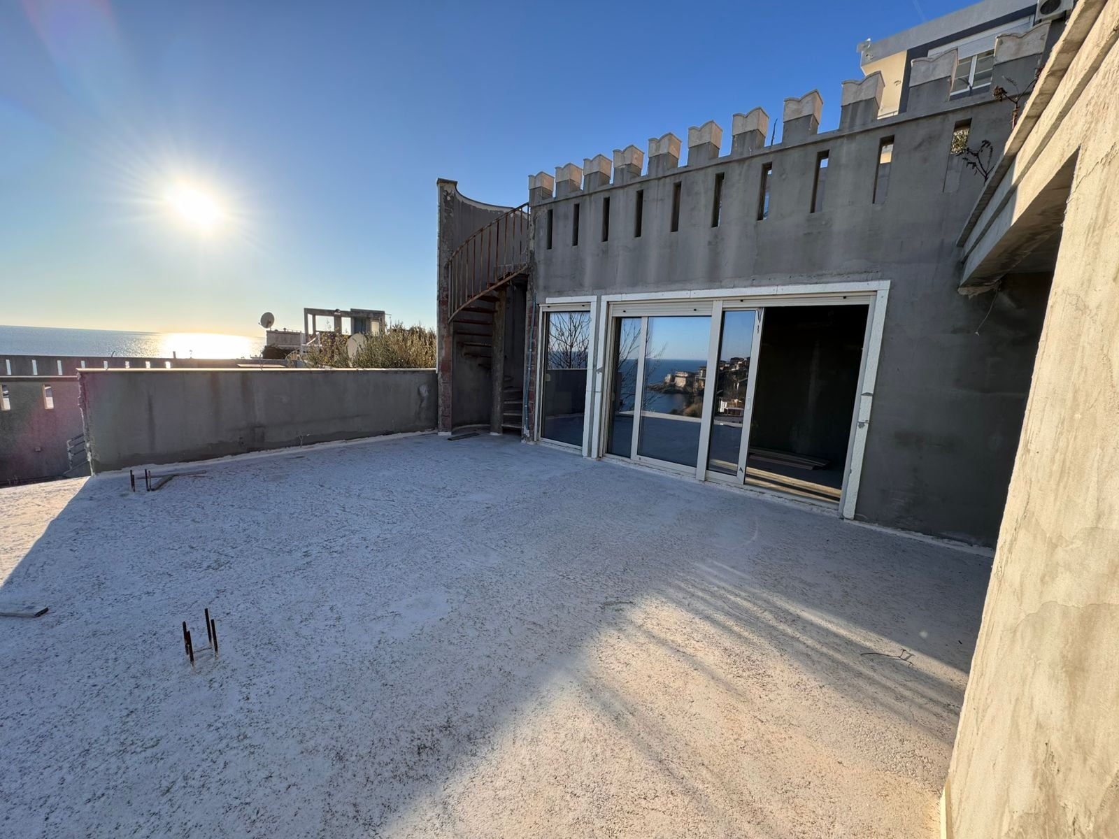 Spacious unfinished rooftop terrace with sea views in Ulcinj, Montenegro&mdash;prime investment property via immorenta.me by ekosphere doo.