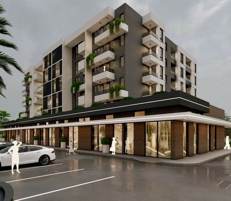 Modern five-story Ulcinj apartment building by Ekosphere with balconies, retail space, and parking&mdash;exclusive on immorenta.me.