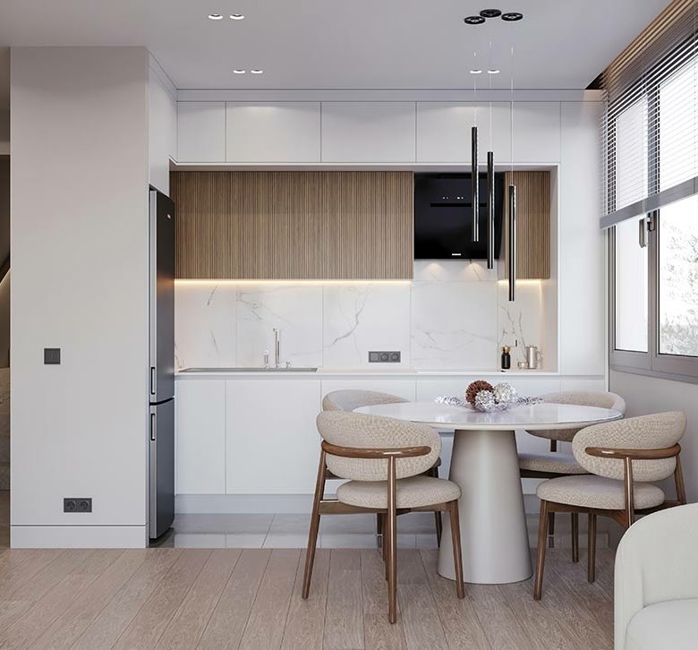 Contemporary Ulcinj apartment: sleek kitchen, dining area, bright interiors&mdash;ideal Montenegro investment. Listed by immorenta.me, a project of ekosphere doo.