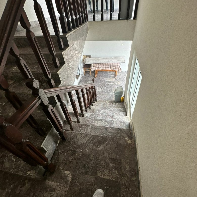 Stunning marble staircase in an ekosphere-inspired Ulcinj home, ideal for investment; exclusive at immorenta.me.