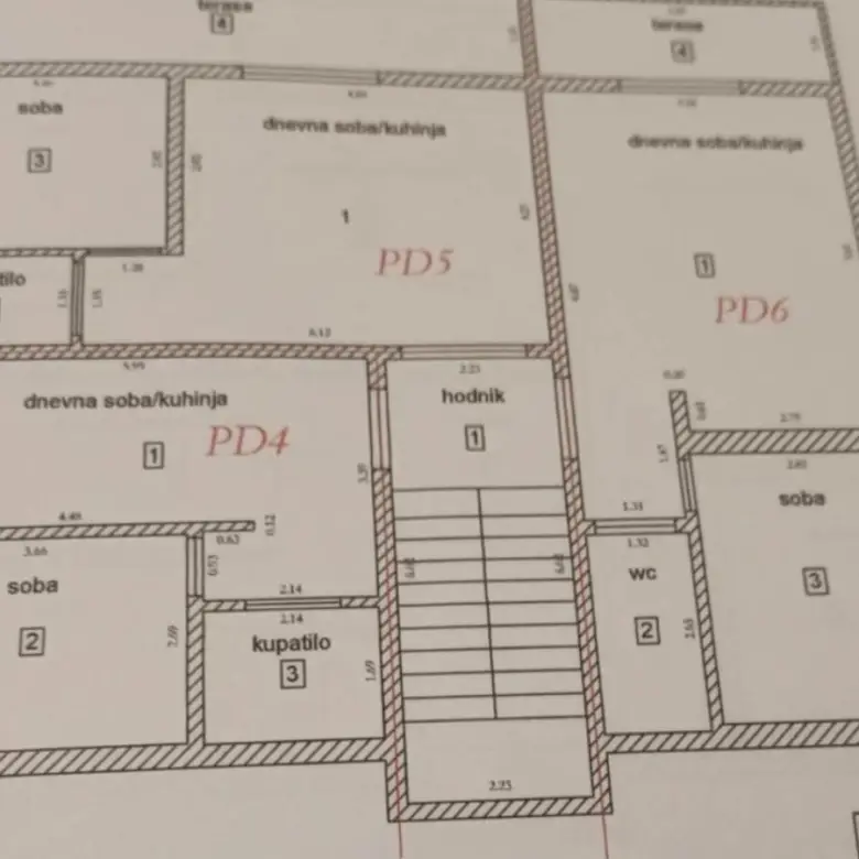 Premium Ulcinj real estate floor plan: labeled rooms, terrace, staircase&acirc;ideal investment from ekosphere doo via immorenta.me.