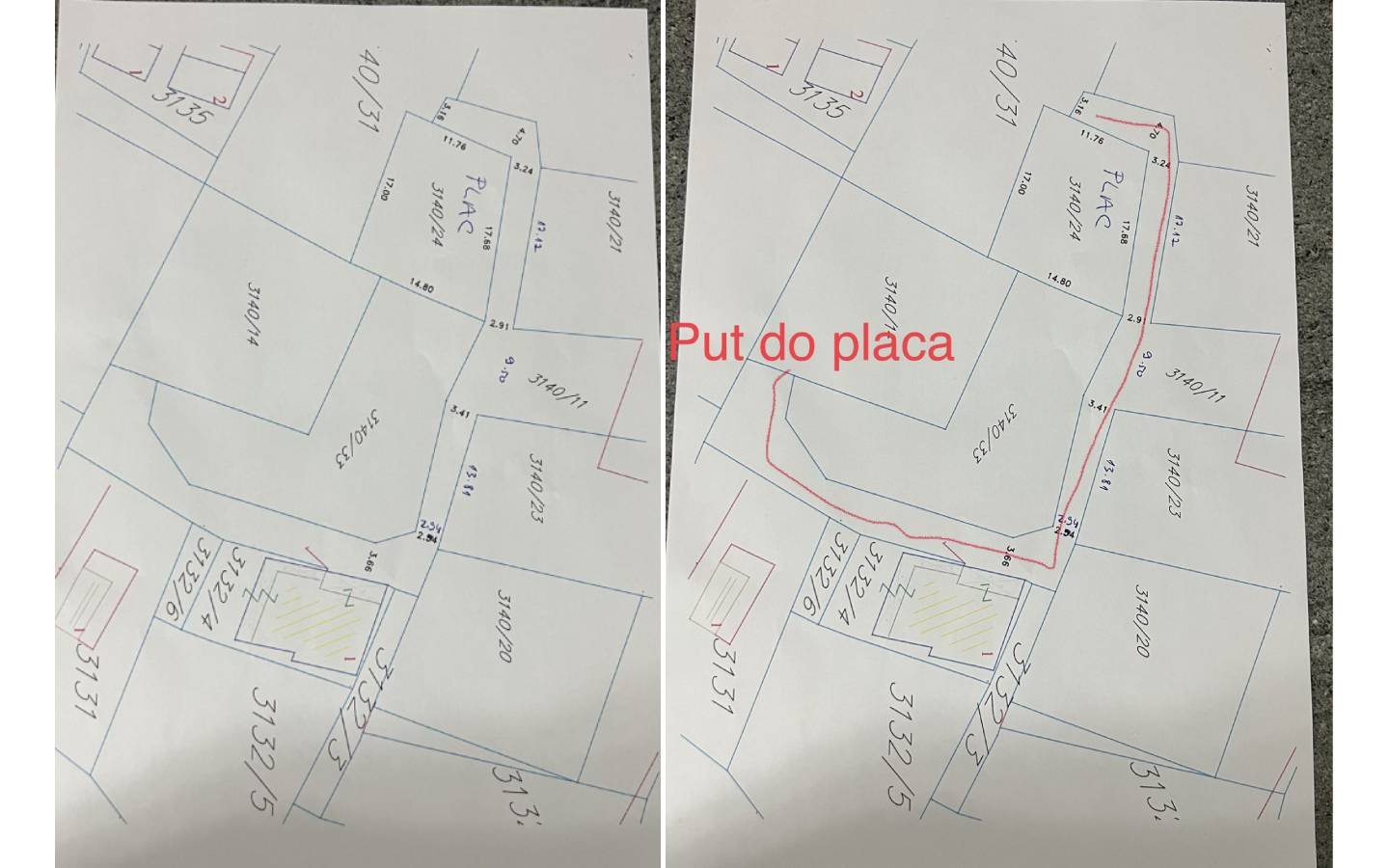 Hand-drawn maps of Ulcinj, Montenegro real estate plots and access road&mdash;ideal for investors. Listed by ekosphere doo on immorenta.me.