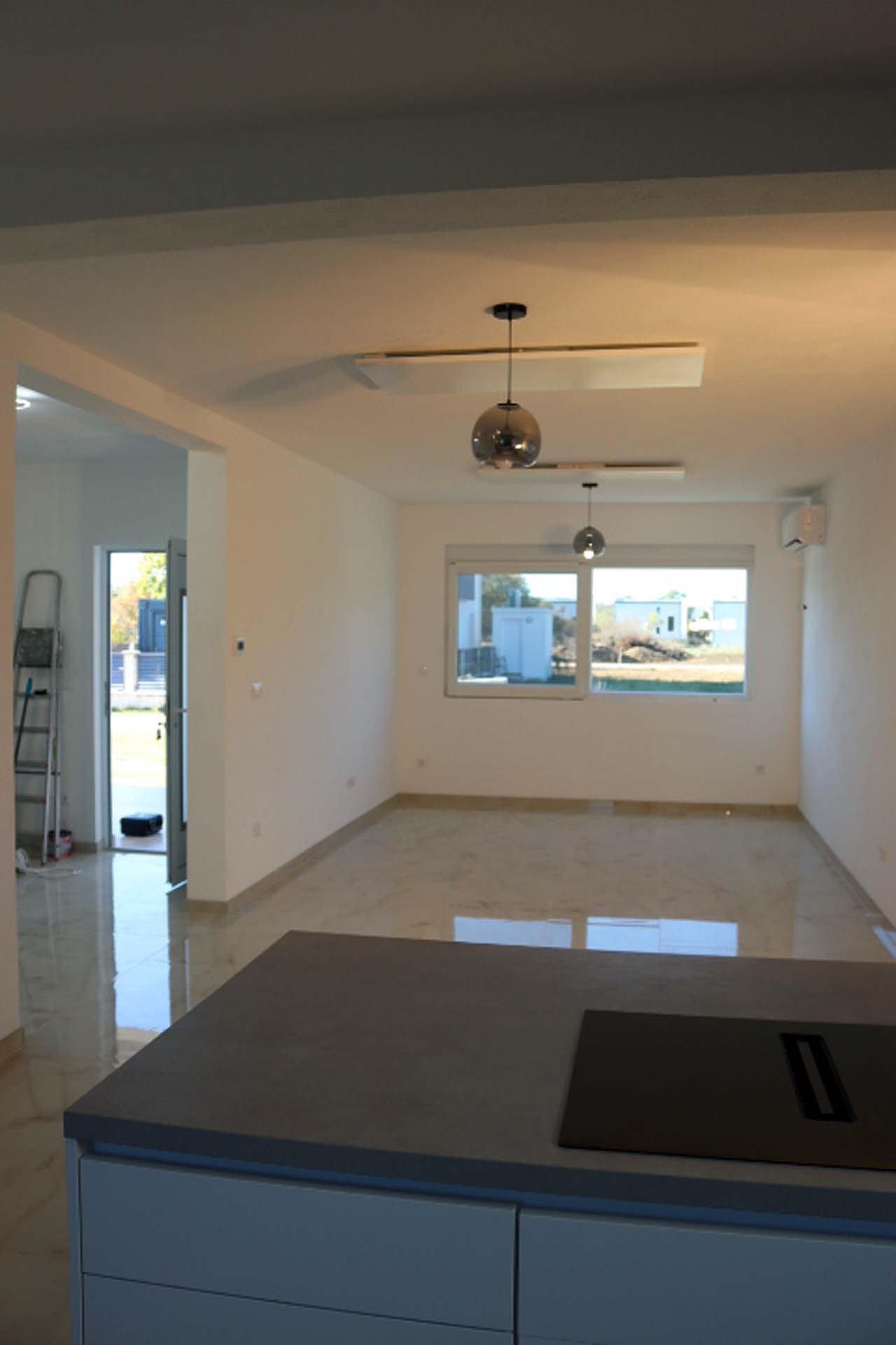 Spacious Adana Villa in Ulcinj: tiled floors, bright living room, large windows&mdash;prime Montenegro real estate by ekosphere doo.