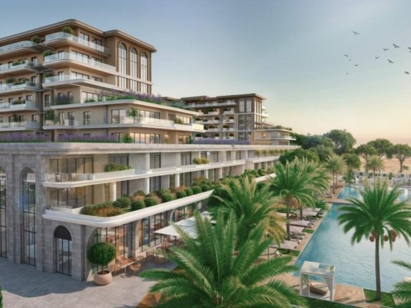 Luxuri&ouml;ses, mehrst&ouml;ckiges Strandresort in Ulcinj mit Balkonen, Pool und Meerblick - hochwertige Immobilien von Ekosphere auf immorenta.me.