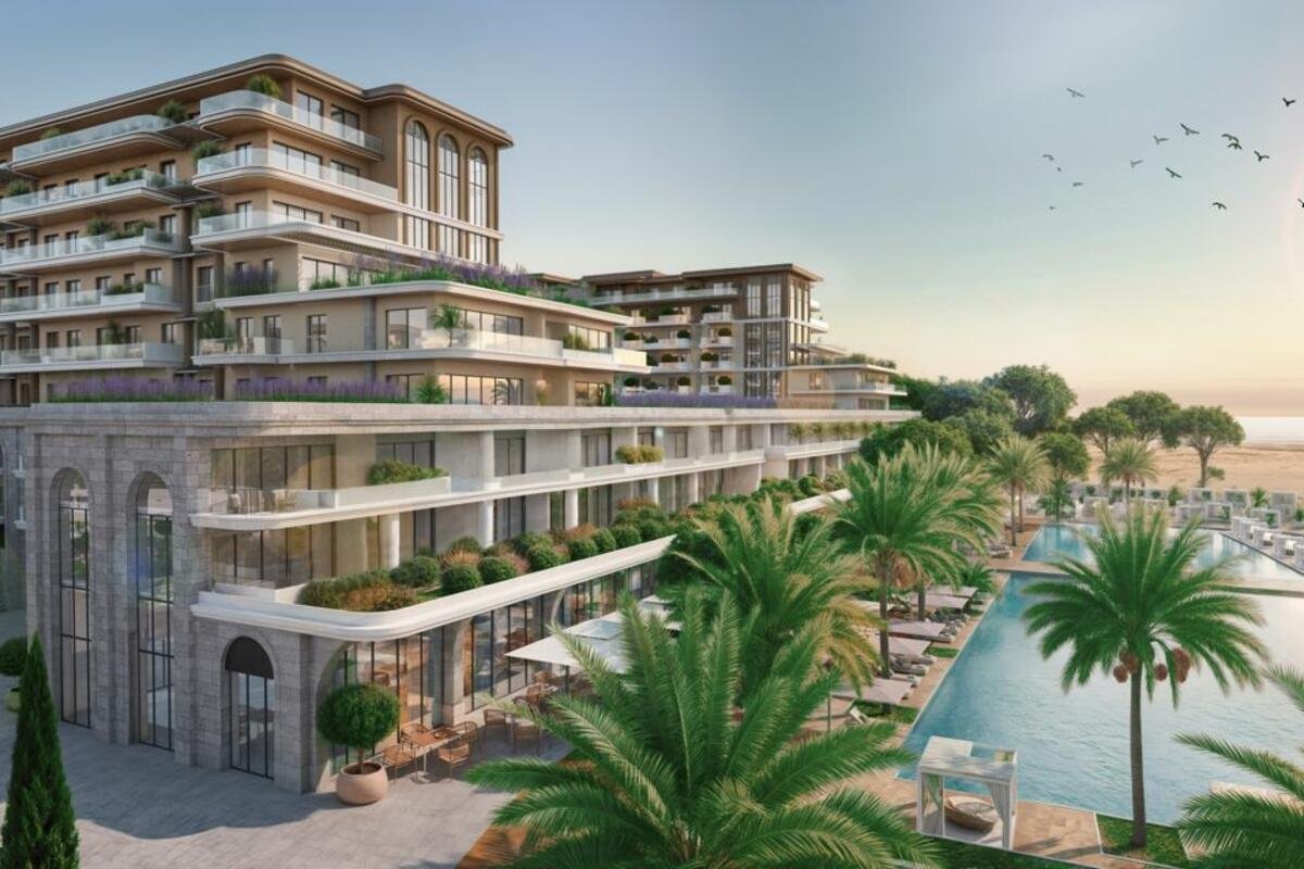 Luxuri&ouml;ses, mehrst&ouml;ckiges Strandresort in Ulcinj mit Balkonen, Pool und Meerblick - hochwertige Immobilien von Ekosphere auf immorenta.me.