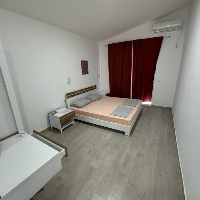 Modern bedroom for sale in Ulcinj, Montenegro&mdash;double bed, vanity, AC. Top investment by ekosphere doo at immorenta.me.