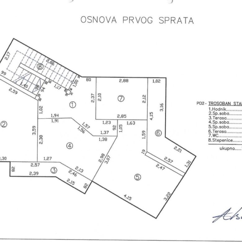Premium Ulcinj, Montenegro real estate floor plan: precise room sizes, wall lengths. Exclusive by immorenta.me / ekosphere doo.