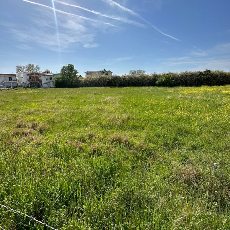 Prime investment opportunity in Ulcinj, Montenegro: spacious grassy field with wildflowers, nearby houses. eksosphere doo project.