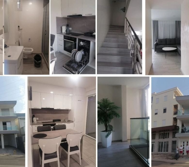 Explore premium Ulcinj apartments: stylish interiors, modern kitchen, dining, balcony views. Invest now at immorenta.me by Ekosphere DOO.