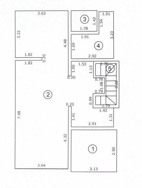 Discover this black and white floor plan of a prime Ulcinj investment property: 5 spacious rooms, precise meter dimensions, listed on immorenta.me&mdash;an ekosphere doo project.