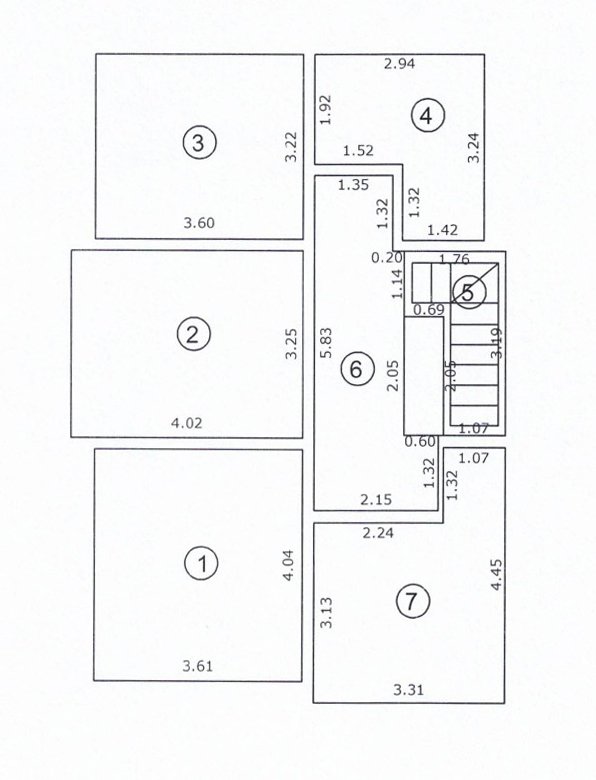 Modern black and white Ulcinj floor plan: seven spacious rooms, clear dimensions, corridors, staircase&mdash;ideal Montenegro investment.